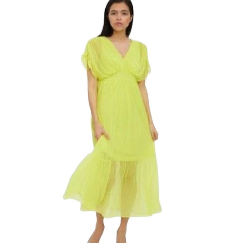 NEW - Vero Moda Theodora Dress AWARE Neon yellow dress Sz M or US 6